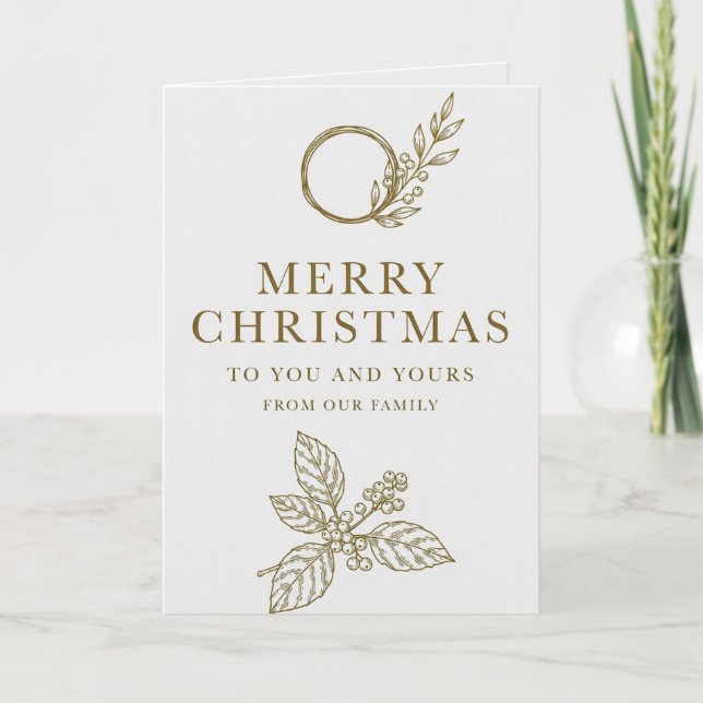 Tarjeta de Navidad con Tipografía Dorada Minimalis (Anverso)