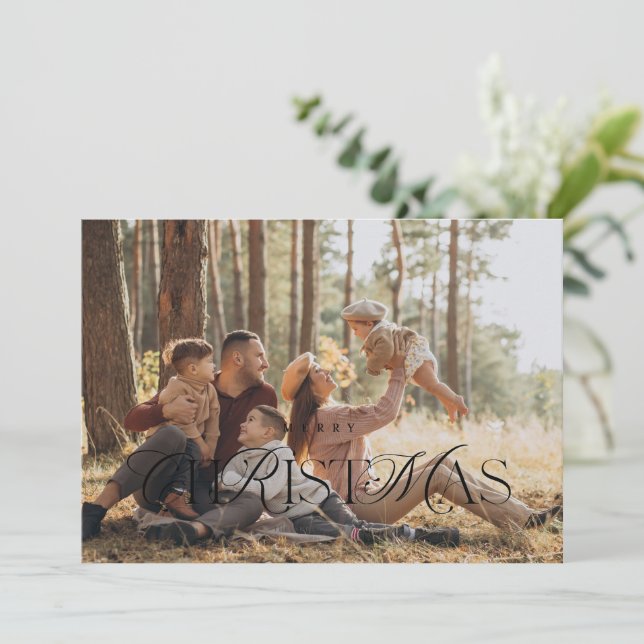 Tarjeta de Navidad con Tipografía Foto (Anverso de pie)