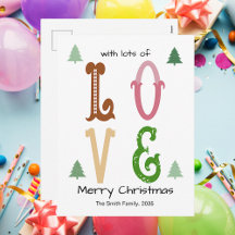 Tarjeta de Navidad con Tipografía Moderna de Amor
