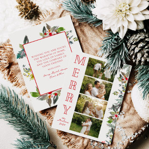 Tarjeta de Navidad con tira de fotos familiares