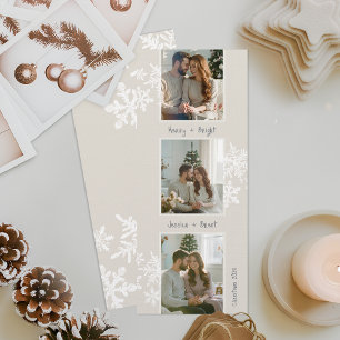 Tarjeta de Navidad con tira de fotos moderna y men