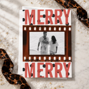 Tarjeta de Navidad con tira de película alegre max