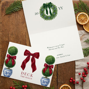 Tarjeta de Navidad con Topiaria Chinoiserie Grandm