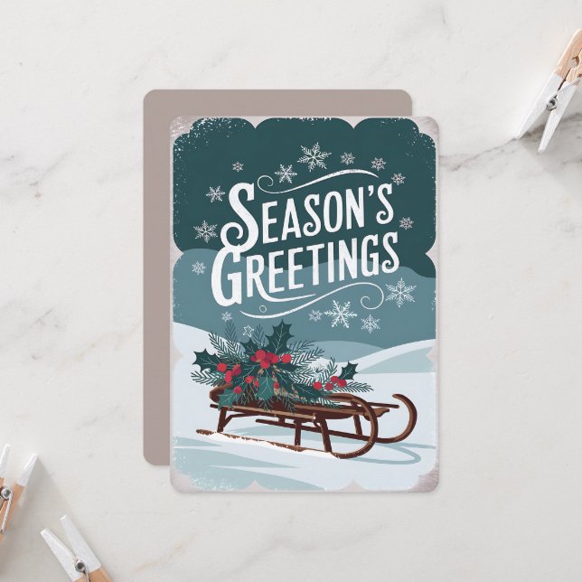 Tarjeta de Navidad con Trineo (Anverso/Reverso In Situ)