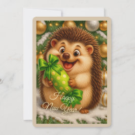 Tarjeta de Navidad con un erizo