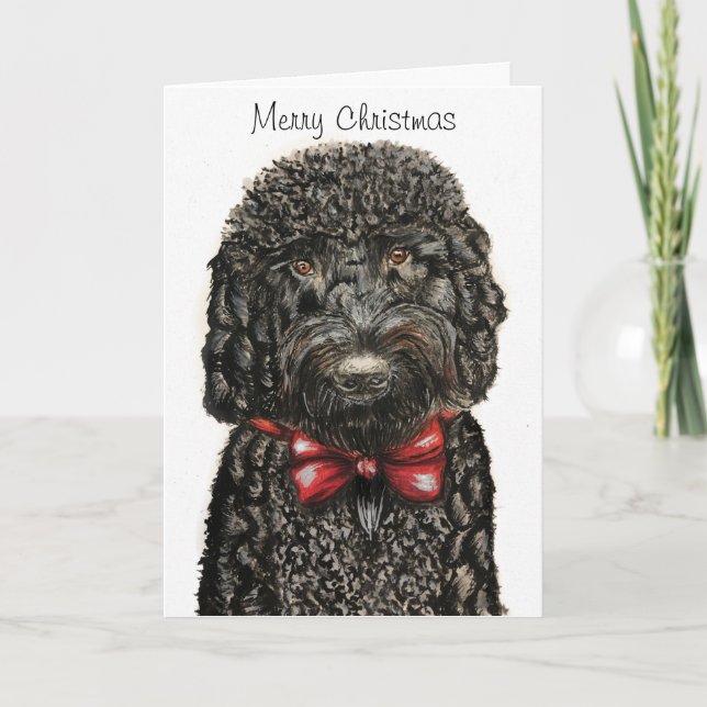 Tarjeta de Navidad con un hermoso Cockapoo (Anverso)