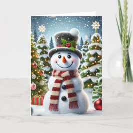 Tarjeta de navidad con un muñeco de nieve