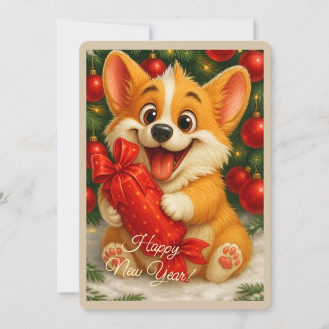 Tarjeta de Navidad con un perro (Anverso)