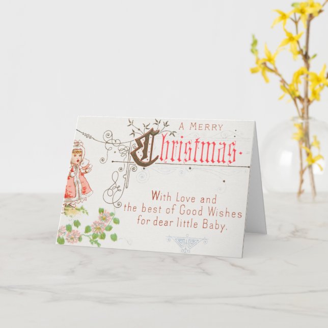 Tarjeta de Navidad con una chica (flor amarilla)