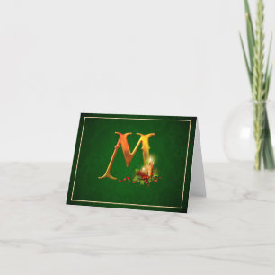 Tarjeta de Navidad con velas encendidas iniciales 