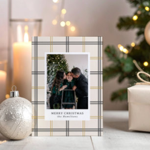 Tarjeta de Navidad con Ventana de Cuadro Escocés D