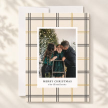 Tarjeta de Navidad con Ventana de Cuadros Escocese