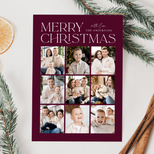 Tarjeta de Navidad con Vino Moderno Collage de 9 F