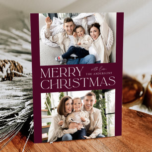 Tarjeta de Navidad con Vino Moderno Feliz Navidad