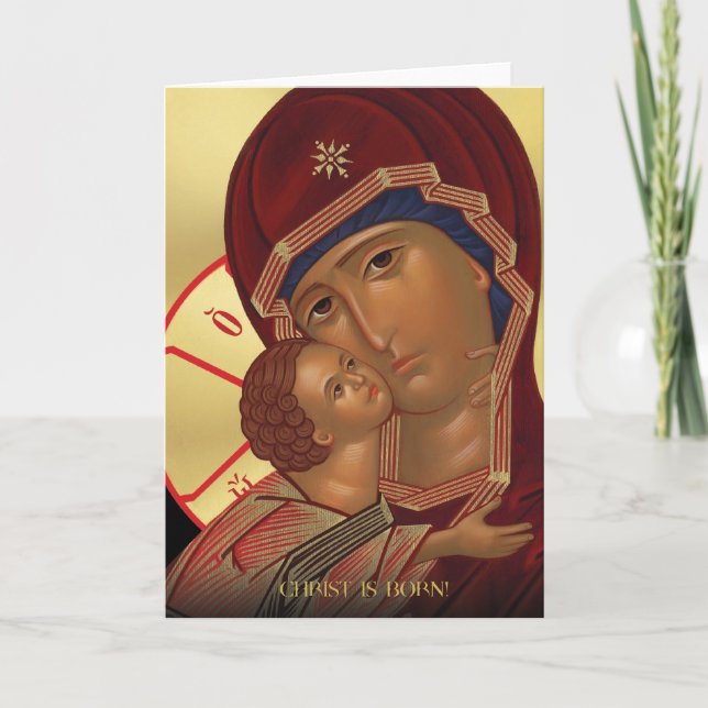 Tarjeta de Navidad con Virgen María (Anverso)