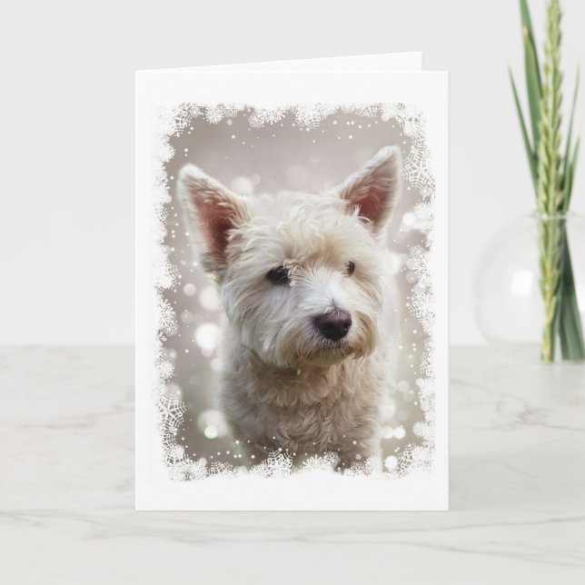 Tarjeta de Navidad con Westie (Anverso)