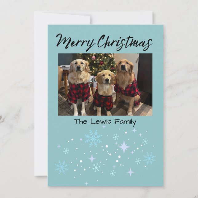 Tarjeta de Navidad Copo de Nieve con Foto (Anverso)