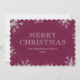 Tarjeta de Navidad Copo de Nieve Violeta Plateado