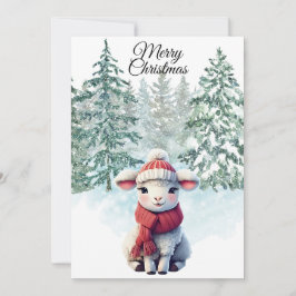 Tarjeta de Navidad Cordero Plano Fiesta