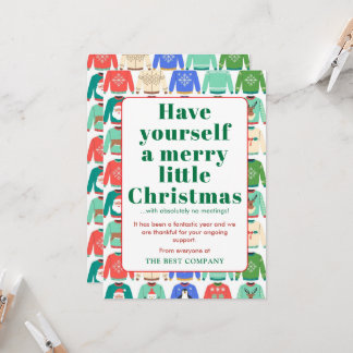 Tarjeta de Navidad corporativa con suéter feo inge