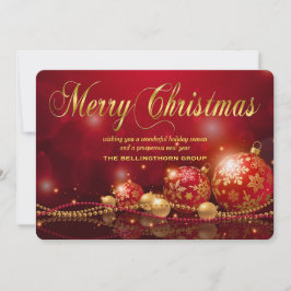 Tarjeta de Navidad corporativa de adorno dorado ro