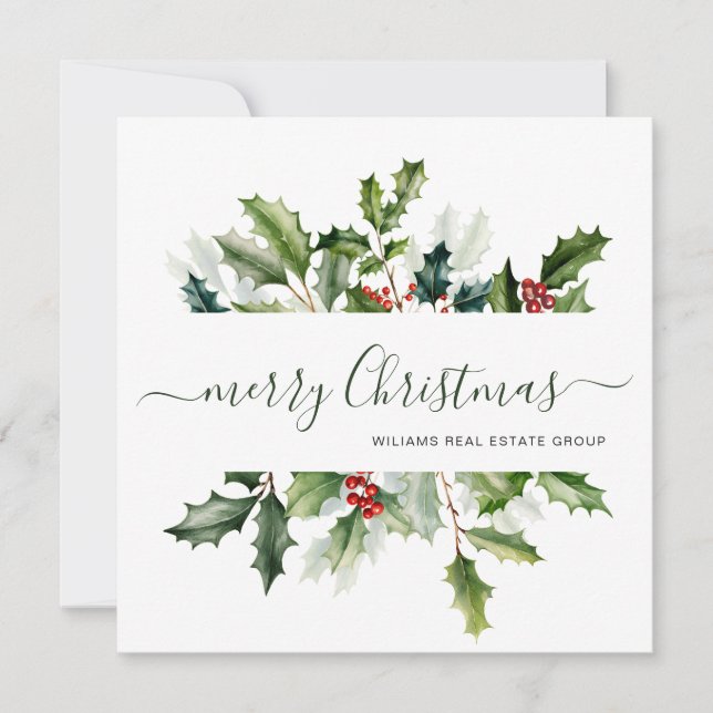 Tarjeta de Navidad Corporativa de Muérdago con Acu (Anverso)