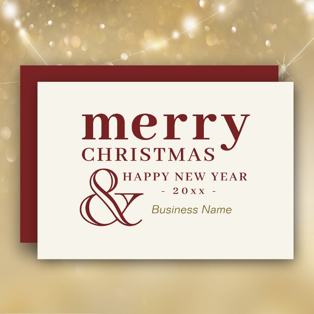 Tarjeta de Navidad corporativa elegante (Stylishly Personalize with Your Business Name & Custom Year.)