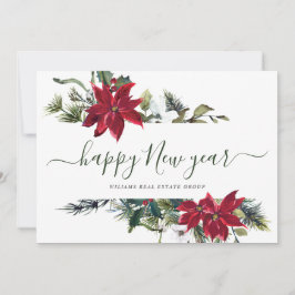 Tarjeta de Navidad Corporativa Elegante Poinsettia