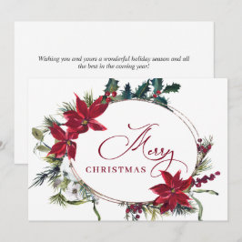 Tarjeta de Navidad Corporativa Elegante Poinsettia