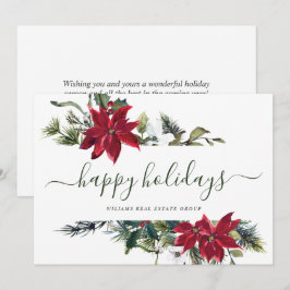 Tarjeta de Navidad Corporativa Elegante Poinsettia