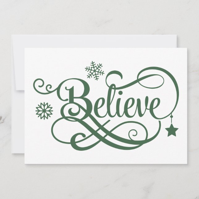 Tarjeta de Navidad Cree Tarjeta Verde Copos de Nie (Anverso)