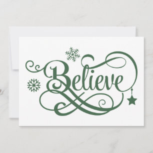 Tarjeta de Navidad Cree Tarjeta Verde Copos de Nie