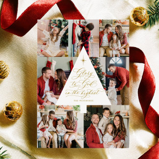 Tarjeta de Navidad cristiana con foto Gloria a Dio