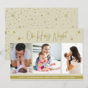 Tarjeta de Navidad cristiana de 3 fotos Oh Holy Ni