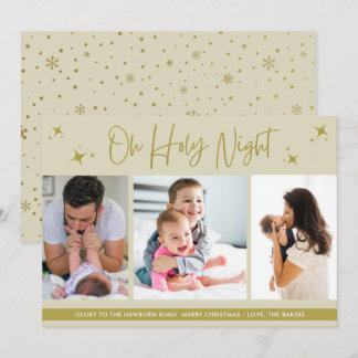 Tarjeta de Navidad cristiana de 3 fotos Oh Holy Ni