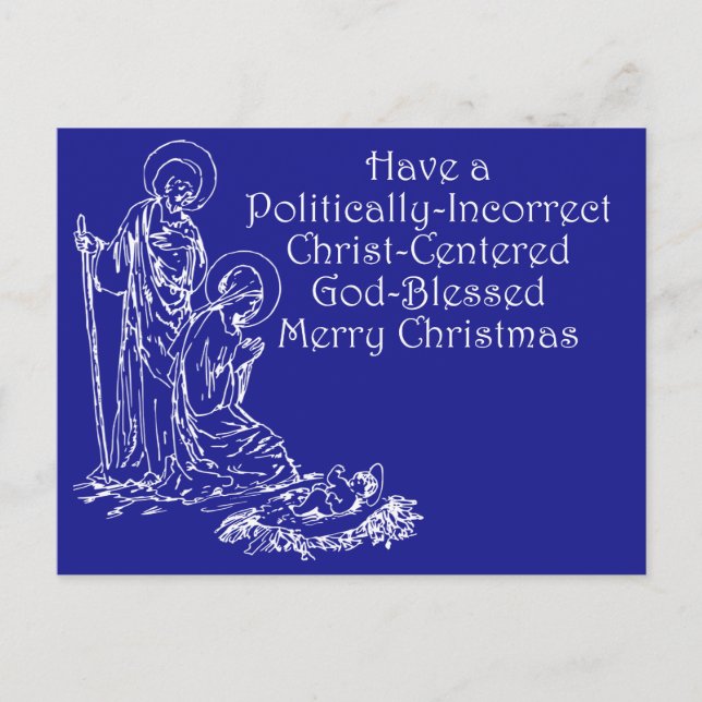 Tarjeta de Navidad Cristiana Políticamente Incorre (Anverso)