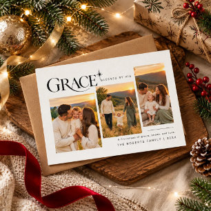 Tarjeta de Navidad Cristiana Religiosa Gracia 3 Fo