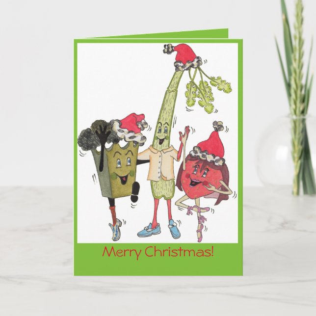 Tarjeta de Navidad "crujiente" del verde (Anverso)
