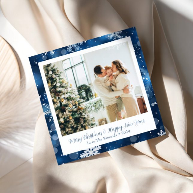 Tarjeta de Navidad cuadrada de copo de nieve azul  (Subido por el creador)