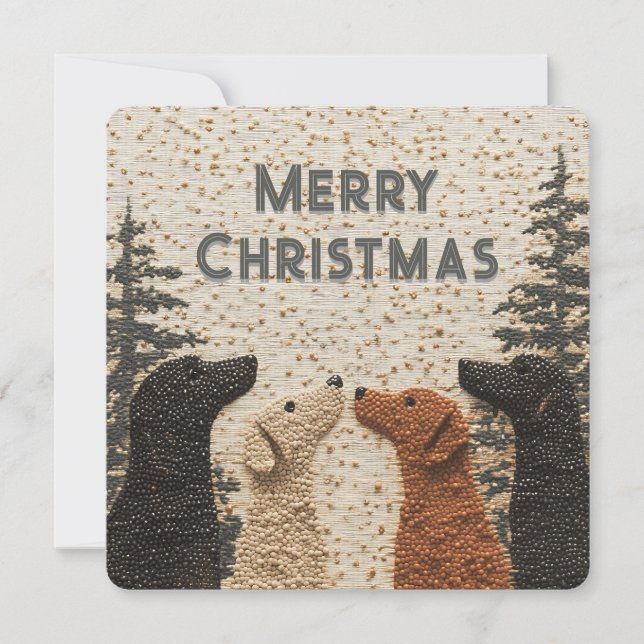 Tarjeta de Navidad Cuadrada Perritos Labrador Ador (Anverso)