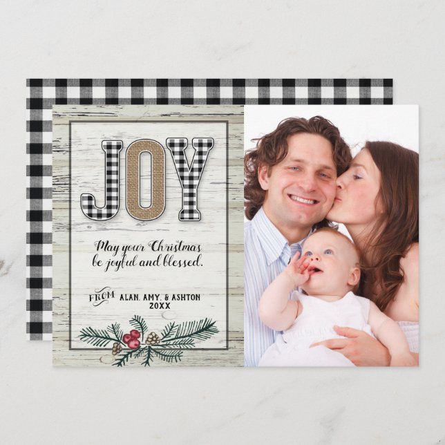 Tarjeta de Navidad Cuadro de Búfalo Alegría Granja (Anverso / Reverso)