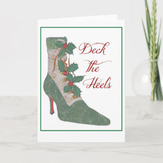 Tarjeta de Navidad. Cubierta los talones. Bota del