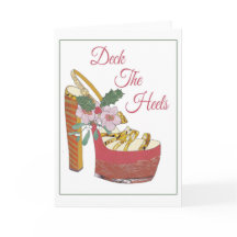 Tarjeta de Navidad. Cubierta los talones. Zapato