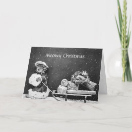 Tarjeta de navidad curvada de gato Kitty lindo