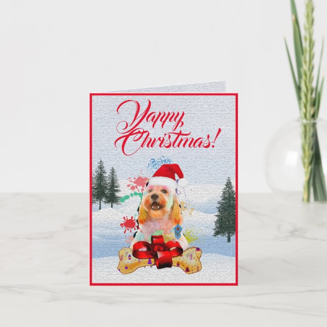 Tarjeta de Navidad Cute Cockapoo Perro Yappy perso (Anverso)