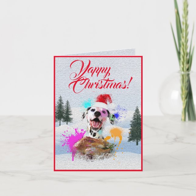 Tarjeta de Navidad Cute Dalmatian Yappy personaliz (Anverso)
