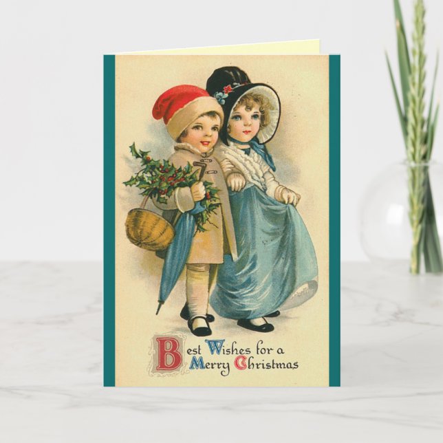 Tarjeta de Navidad Cute Vintage (Anverso)