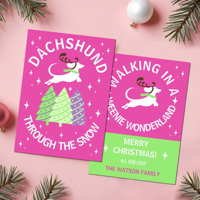 Tarjeta de Navidad Dachshund a Través de la Nieve (Dachshund Through the Snow  Dog Christmas Card)