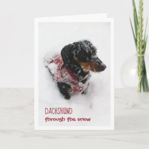 Tarjeta de Navidad - Dachshund en la nieve