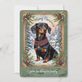 Tarjeta de Navidad Dachsund Dog Vintage